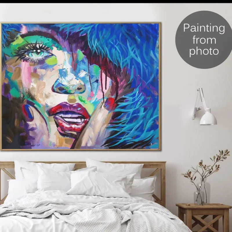 Custom Paintings from Photo Original Abstract Face Figurative Art Modern Textured Hand Painted Art Wall Decor | PAINTING FROM...