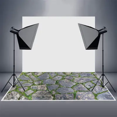 Stone Road With Green Grass Texture Rubber Floor Mat - Aperturee