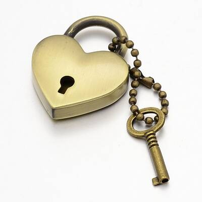 Heart Lock & Key Zinc Alloy Key Clasps