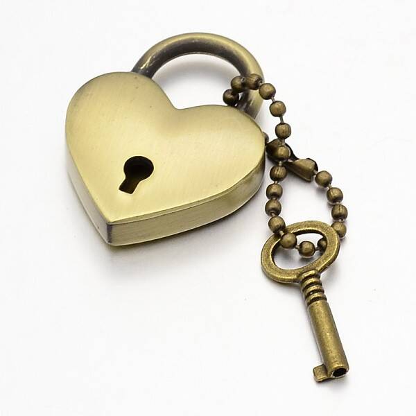 Heart Lock & Key Zinc Alloy Key Clasps