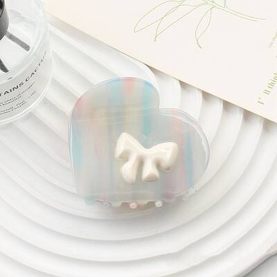 Heart with Bowknot Cellulose Acetate(Resin) Claw Hair Clips