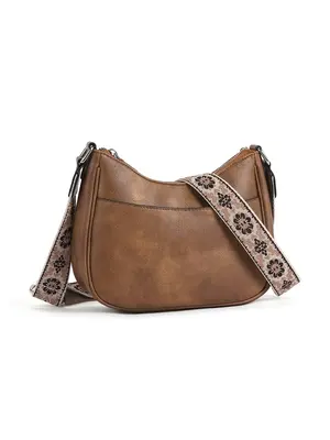 Women's Vintage Crossbody Work Bag, Fashionable Pu Leather Zipper Shoulder Bag with Adjustable Strap, Casual Crossbody Bag fo...