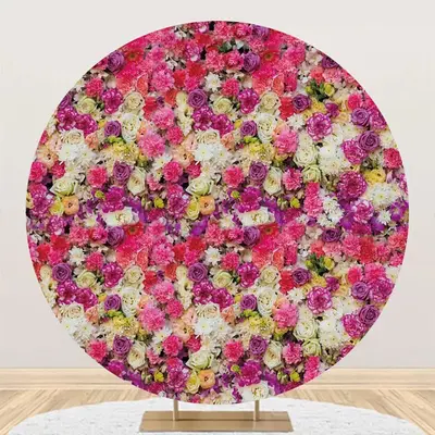 Colorful Floral Wall Romantic Round Wedding Backdrop - Aperturee