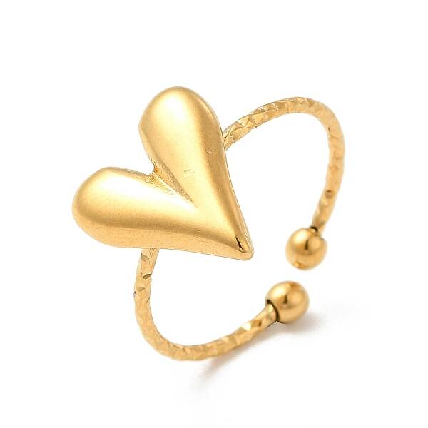 Ion Plating(IP) 304 Stainless Steel Heart Open Cuff Ring for Women