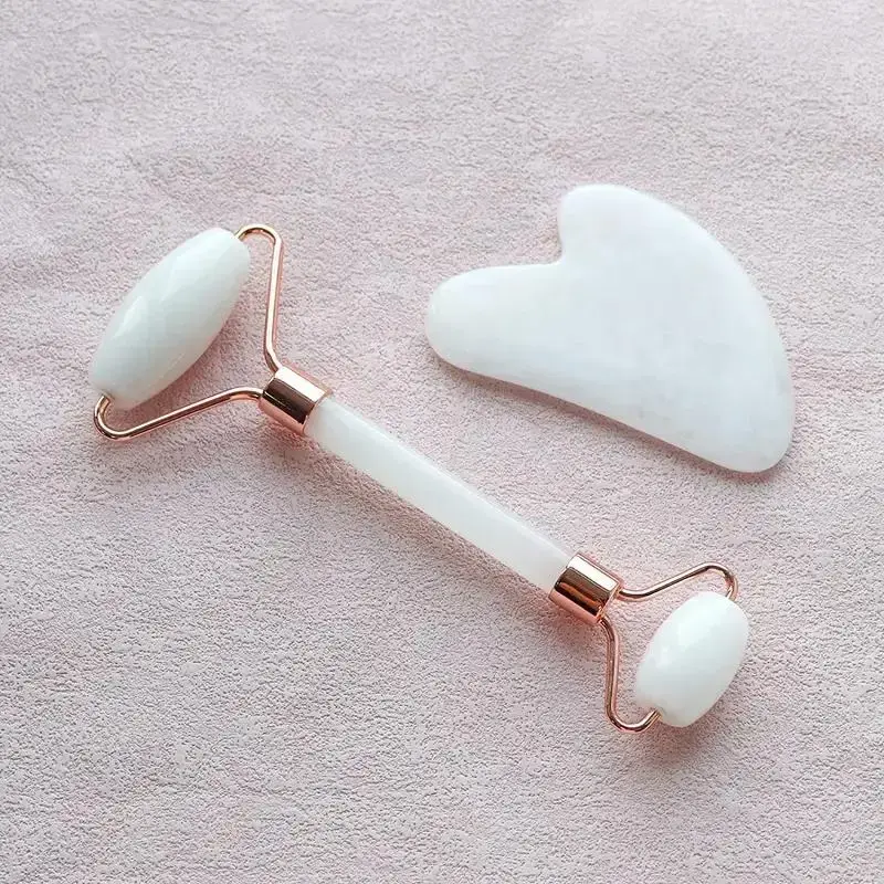 Gua Sha Massage Tool Set, 2pcs/set Double Head Facial Roller Massager & Gua Sha Board, Anxiety Device for Men, Fights Fine Li...