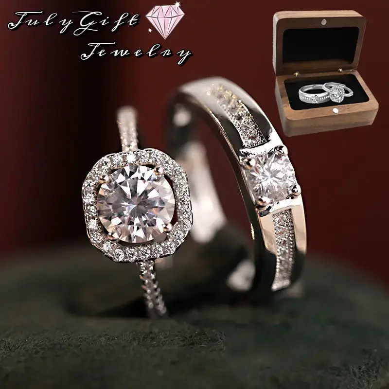 Endless Love Matching Couple Rings for Him and Her Set, Adjustable Romantic Heart Design, Engagement Ring, Valentine's Day gi...