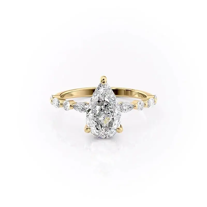 Sterling Silver with Yellow Gold Plated Moissanite Engagement Ring