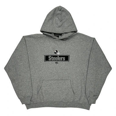 Steelers Nfl Graphic Hoodie - 2XL Grey Cotton Blend