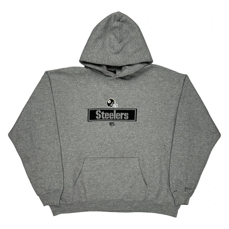 Steelers Nfl Graphic Hoodie - 2XL Grey Cotton Blend
