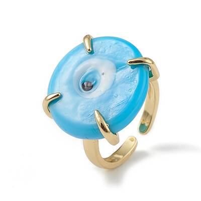 Lampwork Evil Eye Open Cuff Ring