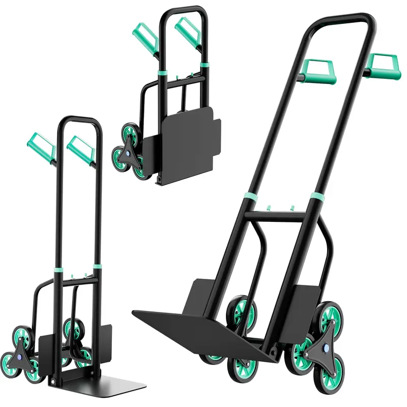 Garvee Heavy Duty Stair Climbing Dolly 440Lbs Capacity 3-Wheel Design Foldable Steel Frame Retractable Handle Non-Slip Grip f...