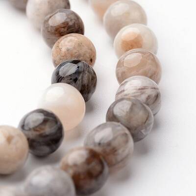 Round Natural Bamboo Leaf Agate Bead Strands