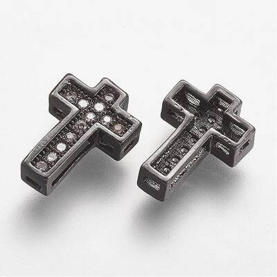 Brass Micro Pave Cubic Zirconia Beads