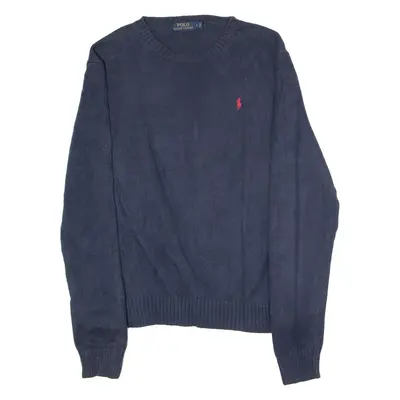 POLO RALPH LAUREN Mens Jumper Blue Crew Neck Tight Knit L