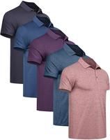 5 Pack fathersdaygifts  Mens Polo Shirts Performance Short Sleeve Golf Shirt Moisture Wicking Athletic Casual Collared T-Shir...