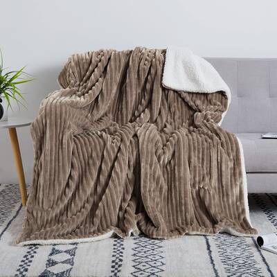 Garvee Sherpa Fleece Throw Blanket for Couch Bed Sofa, Revisable Double Layer Soft Plush Striped Pattern Fuzzy Blanket for Al...