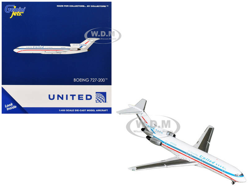 Boeing 727-200 Commercial Aircraft United Airlines - Stars & Bars/Friend Ship (N7620U) White with Red and Blue Stripes 1/40...