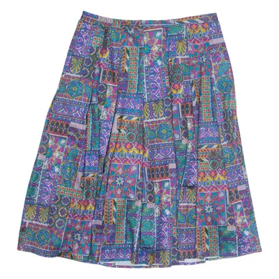 Womens A-Line Skirt Blue Knee Length Floral UK 18