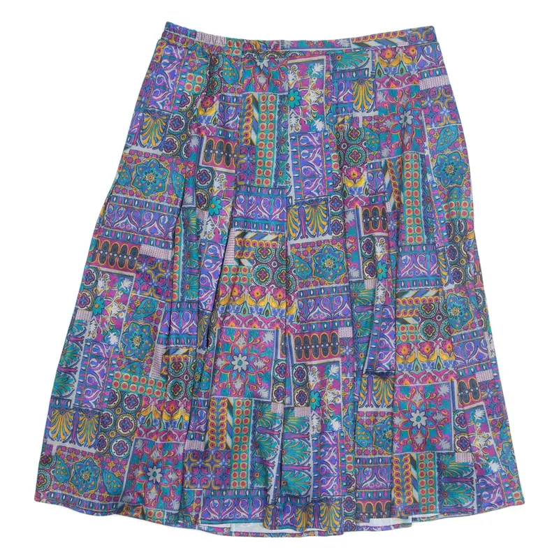 Womens A-Line Skirt Blue Knee Length Floral UK 18