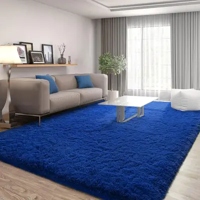 Solid Color Soft Floor Carpet, 1 Count Modern Universal Large Area Rug, Room Accessories Indoor Comfortable Fluffy Rug for Li...