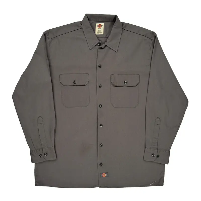 Flex Dickies Shirt - Large Grey Cotton Blend