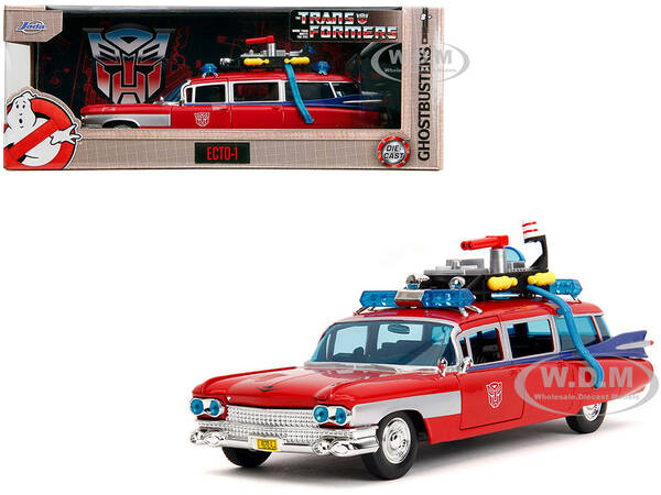 1959 Cadillac Ambulance Ecto-1 Red Transformers TV Series - Ghostbusters (1984) Movie Crossover Hollywood Rides Series ...
