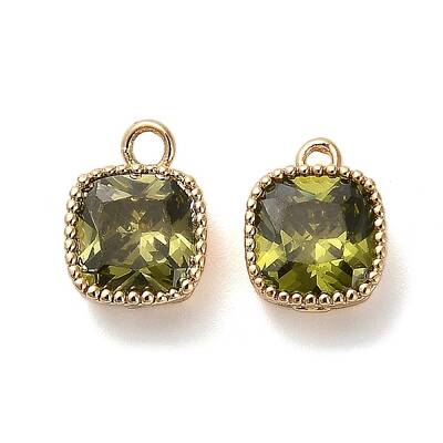Brass Micro Pave Clear Cubic Zirconia Charms
