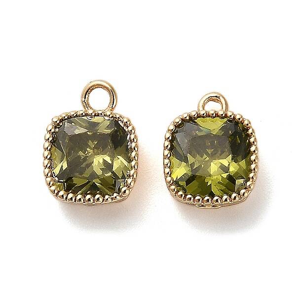 Brass Micro Pave Clear Cubic Zirconia Charms