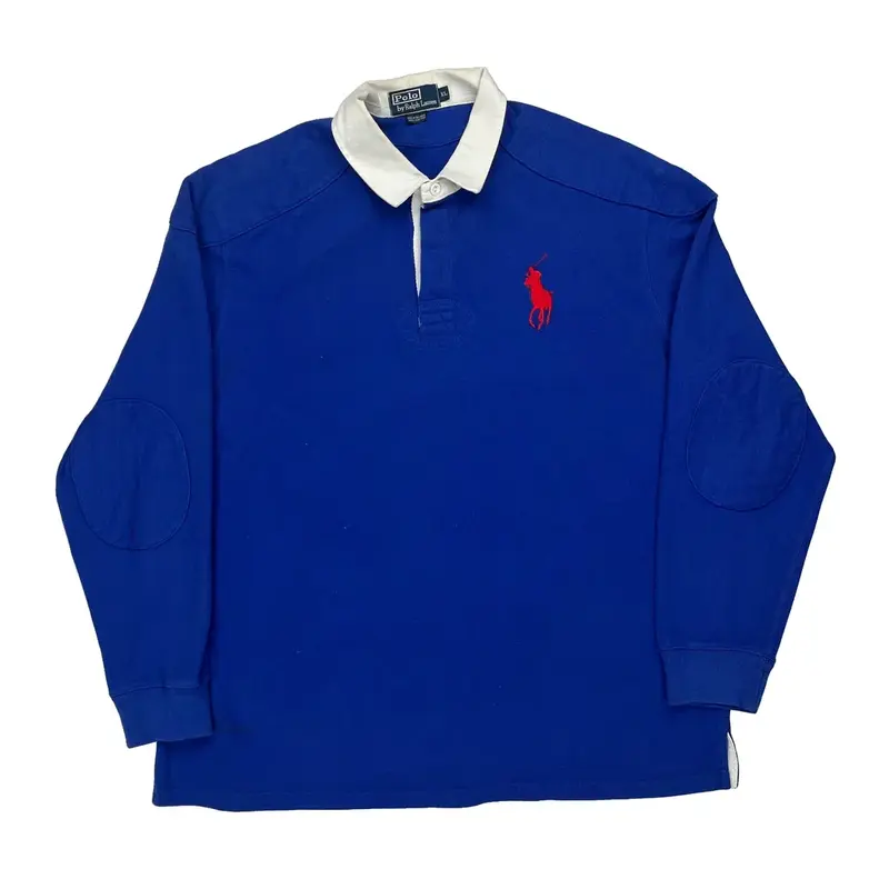 Polo By Ralph Lauren Rugby Shirt - XL Blue Cotton