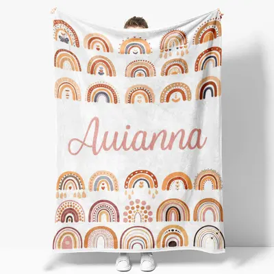 Personalized Variant Rainbows Boho Blanket With Name - Aperturee