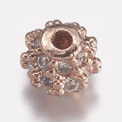 Brass Micro Pave Cubic Zirconia Beads