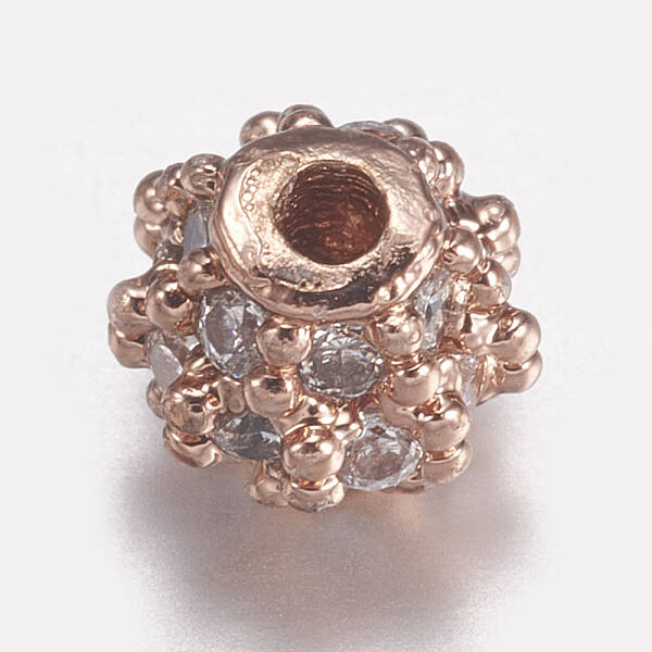 Brass Micro Pave Cubic Zirconia Beads
