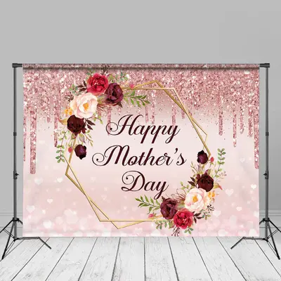Sparkling Floral Bokeh Pink Happy Mothers Day Backdrop - Aperturee