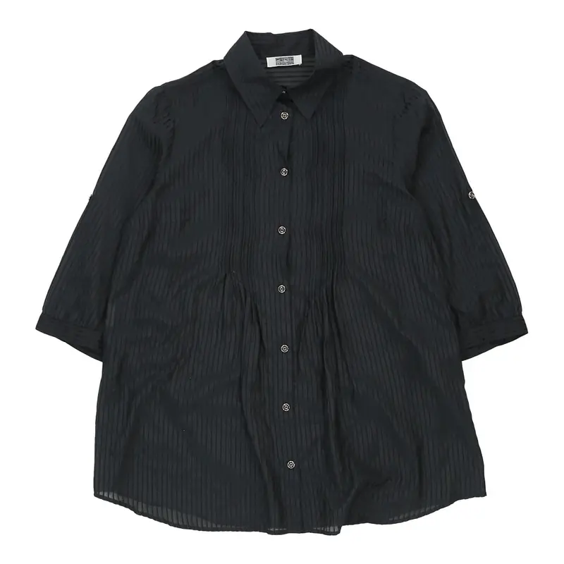Perte Krizia Striped Shirt - Large Black Silk | Size: large