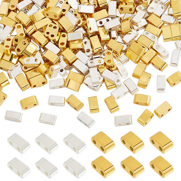 280Pcs 2 Colors Electroplated Glass Seed Beads