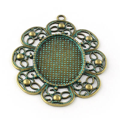 Flower Zinc Alloy Big Pendant Cabochon Settings