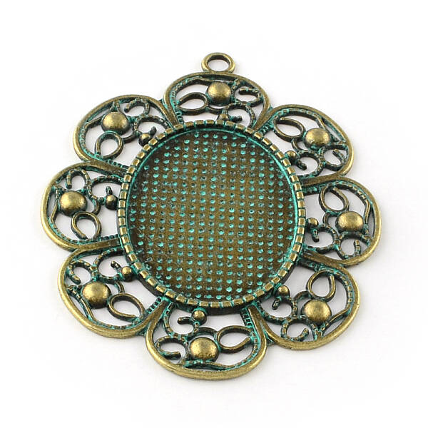 Flower Zinc Alloy Big Pendant Cabochon Settings