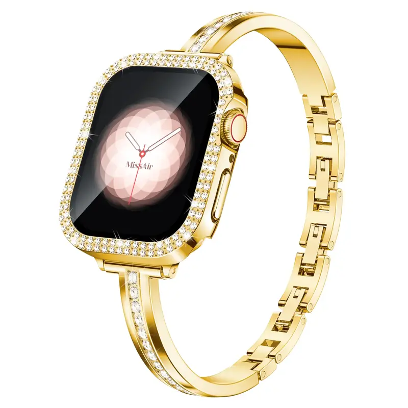 MISSAIR Bling Diamond Bracelet Case With Band Compatible with Apple Watch Series 1-10, SE & Ultra（38mm-49mm），Women's Sl...