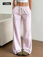 Women's Striped Print Pants, Casual Comfy Trousers for Daily Wear, Ladies Bottoms for Spring