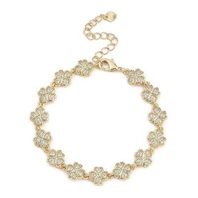 Brass Micro Pave Cubic Zirconia Link Bracelets for Women