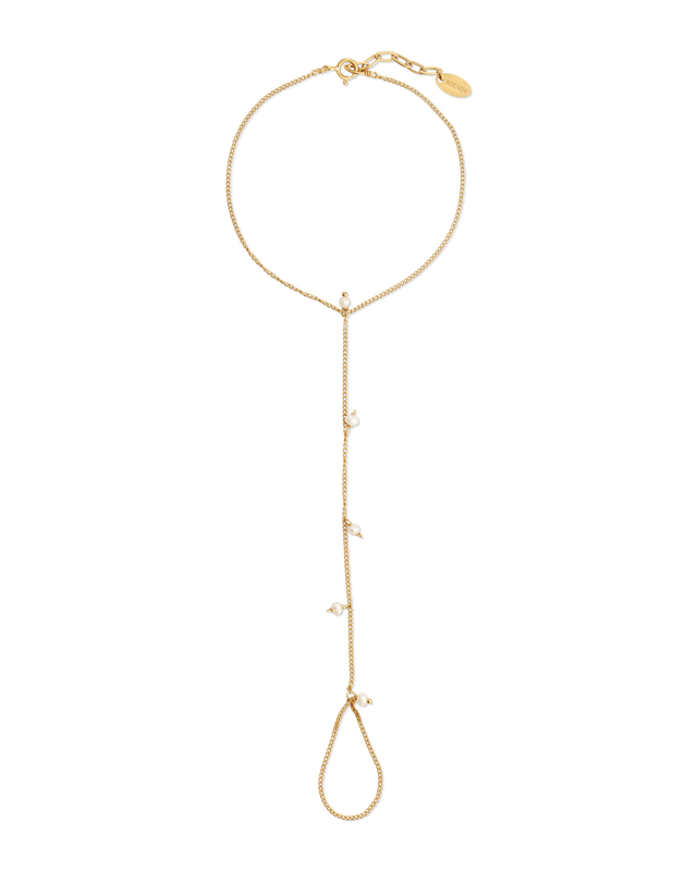 Pearl Handchain | Metal Color: Gold | Size: Adjustable 7 - 8 inches