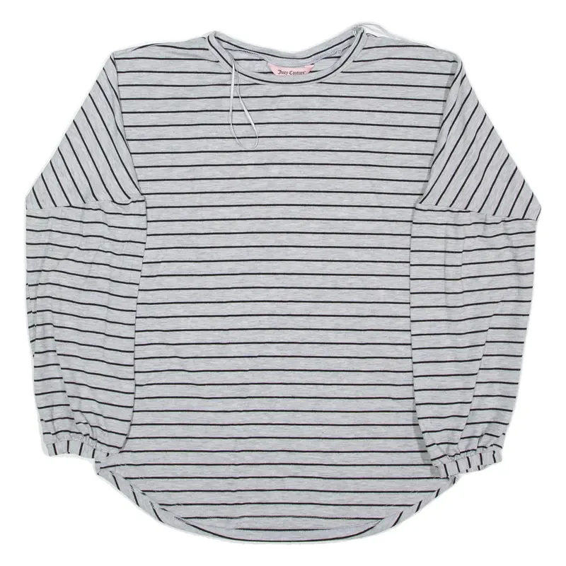 JUICY COUTURE Striped T-Shirt Grey Long Sleeve Womens XS
