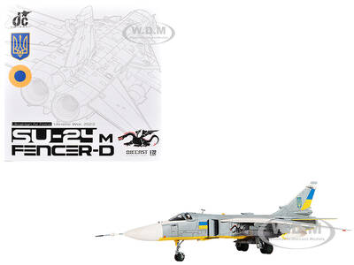 Sukhoi Su-24M Fencer-D Bomber Aircraft Ukraine War (2023) Ukrainian Air Force 1/72 Diecast Model by JC Wings