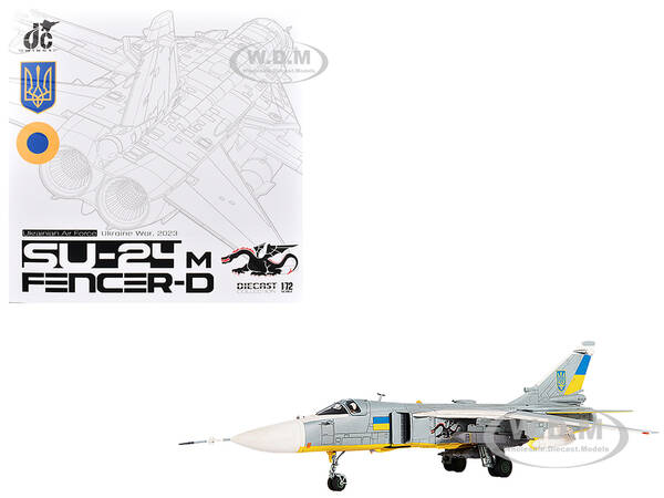 Sukhoi Su-24M Fencer-D Bomber Aircraft Ukraine War (2023) Ukrainian Air Force 1/72 Diecast Model by JC Wings