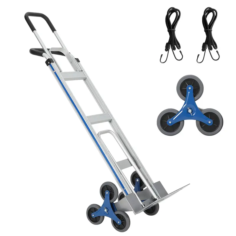 Garvee Aluminum Stair Climbing Cart 600 lbs Capacity Heavy-Duty Stair Climber Dual Handles TPR Wheels Extendable Base Plate H...