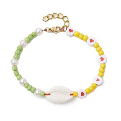 Summer Beach Acrylic Shell & Plastic Beaded Bracelets