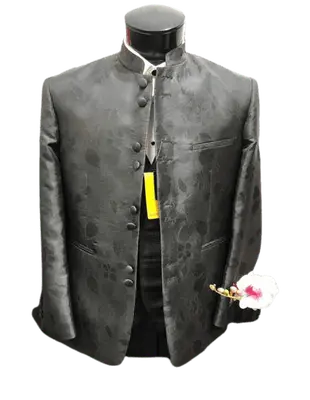 Black Paisley - Mandarin Suit