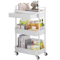 UDEAR 3 -Tier Rolling Utility Cart with Drawer,with Metal Wheels, Adjustable Movable Storage Cart for Kitchen,Bathroom,Living...