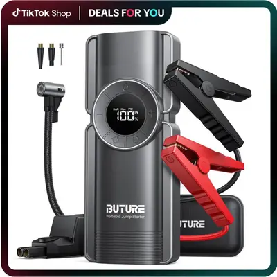 FathersDayGiftă5 in 1ăPortable Car Jump Starter With Air Compressor 4000A Peak (8.5L Gas, 8L Diesel) With 150 PSI Tire In...