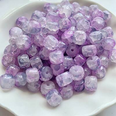 Transparent Crackle Glass Beads Strand